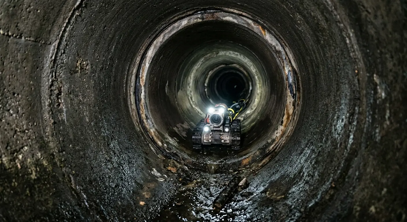 Robotic sewer camera inspecting pipe interior for Sewer Line Repair in McCordsville